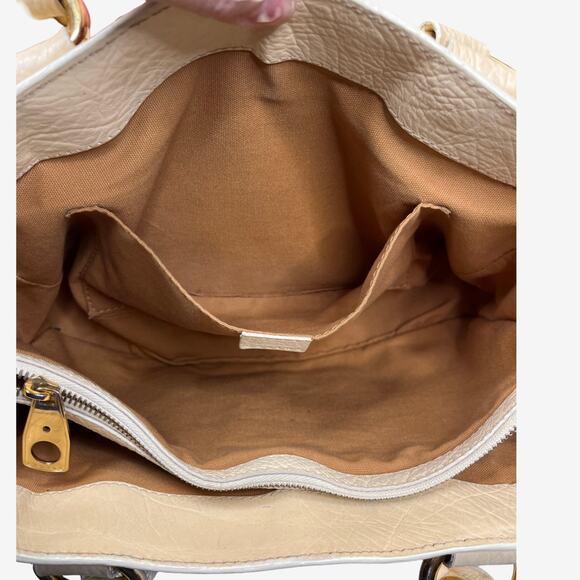 Céline  Vintage Boogie Bag Pale Yellow Pebbled Leather Top Handle Satchel - Picture 11 of 16